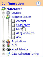 Configuration Menu Cost Centre